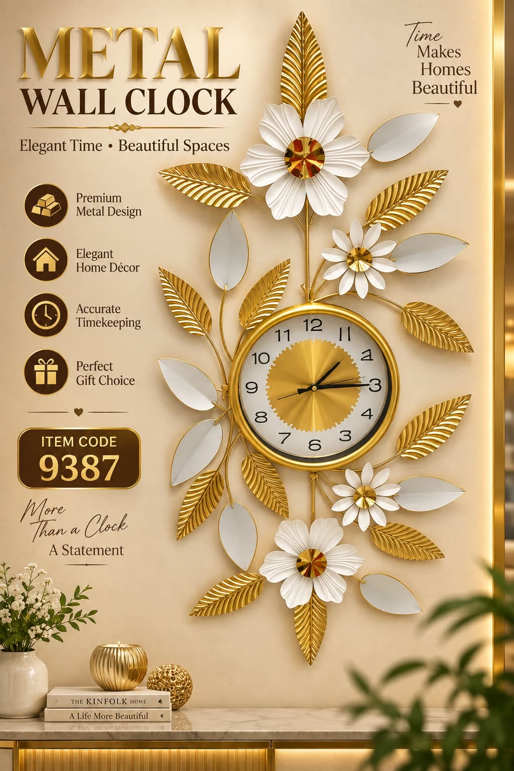 Elitezza Luxury Metal Wall Motive Clock