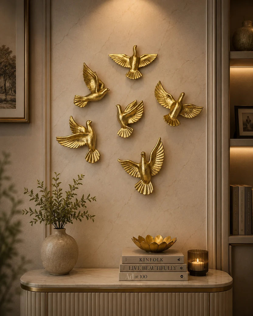 Elitezza 'Flight in Gold' 6-Piece Bird Wall Sculpture