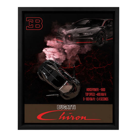 Luxury 3D Car Frame Wall Art With Mini Sports Car - Bugatti