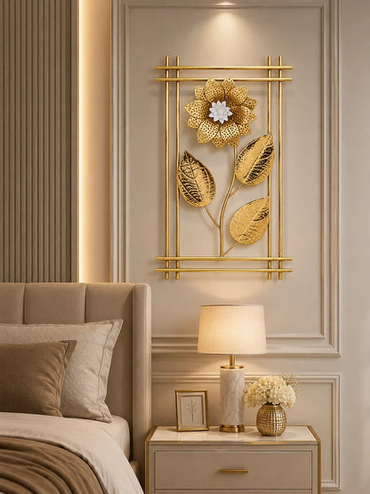 Elitezza Hammered Gold Single Bloom Wall Sculpture