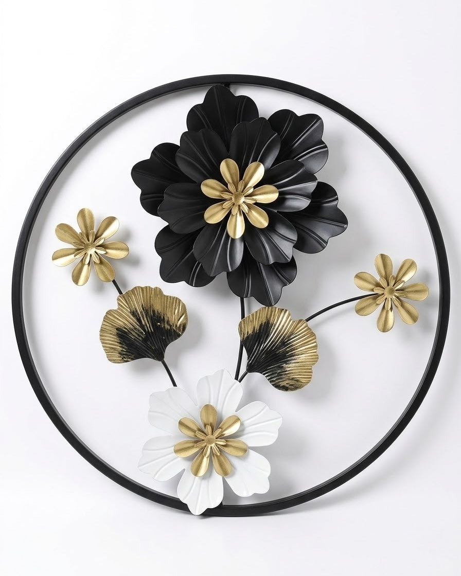 Elitezza 'Midnight Halo' Round 3D Floral Wall Art