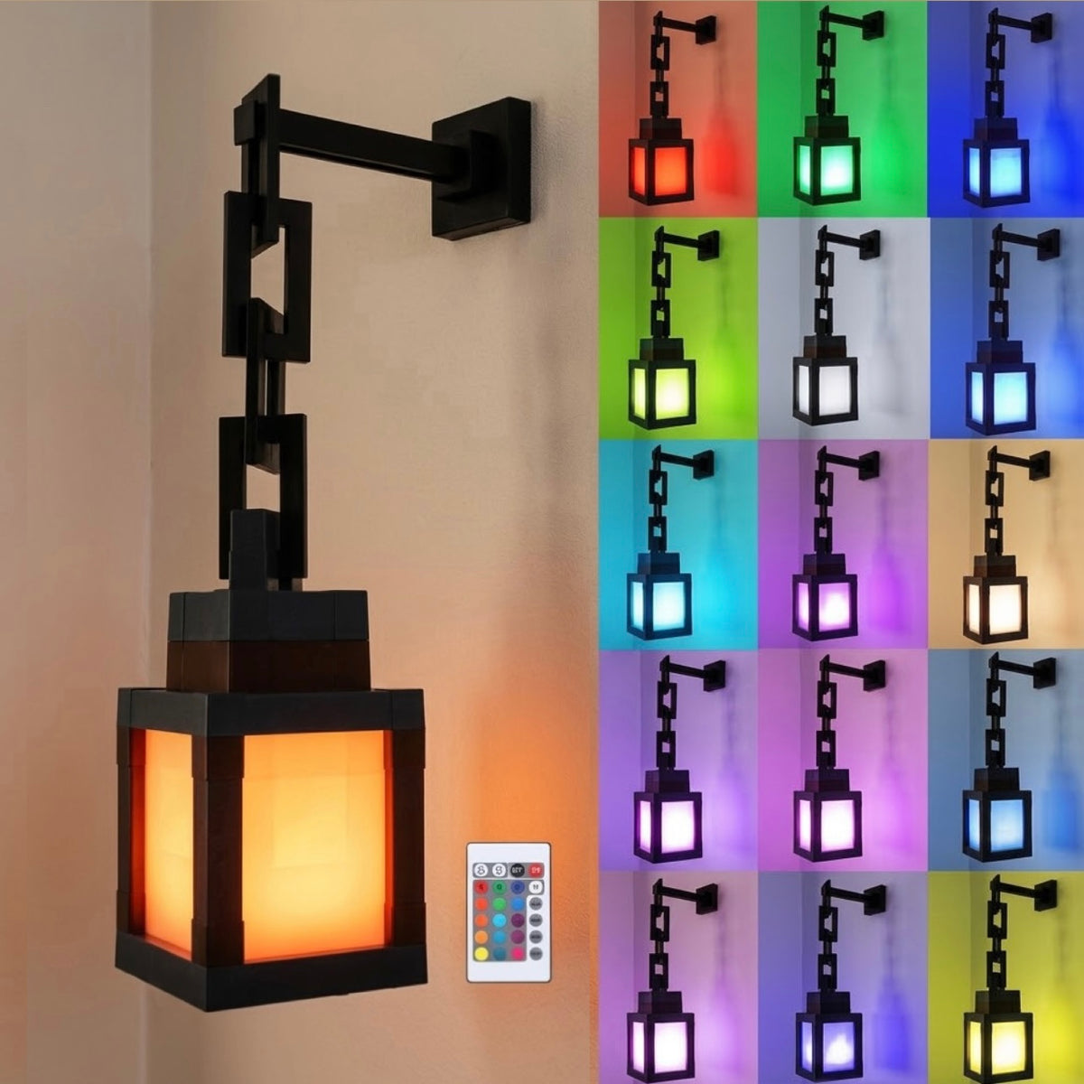 Minecraft Pixelated Lantern Night Light - RGB
