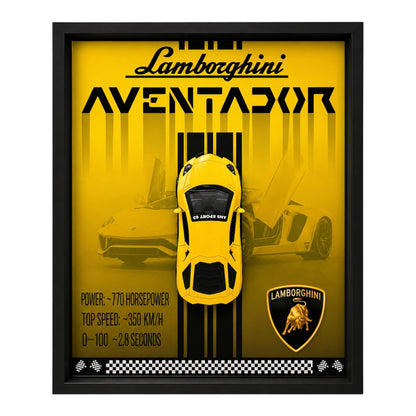 Luxury 3D Car Frame Wall Art With Mini Sports Car - Lamborghini