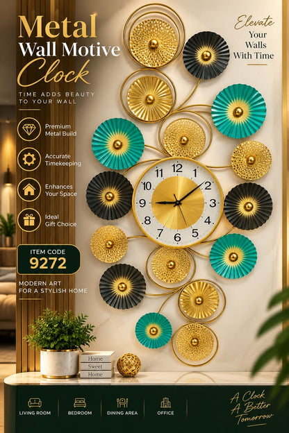 Elitezza Luxury Metal Wall Motive Clock