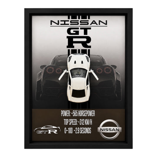 Luxury 3D Car Frame Wall Art With Mini Sports Car - Nissan GTR
