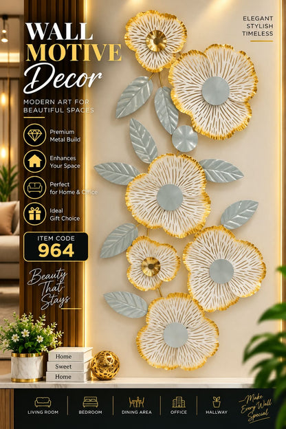 Elitezza Botanical Bloom 3D Metal Wall Art – Elegant Floral Wall Decor