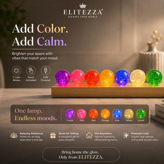 Crystal LED Globe Lamp – 7 Color Decorative Light On Wooden Base