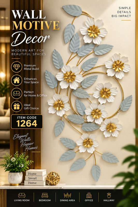 Elitezza 3D Metal Wall Motif Decor – Botanical & Abstract Wall Art Sculpture