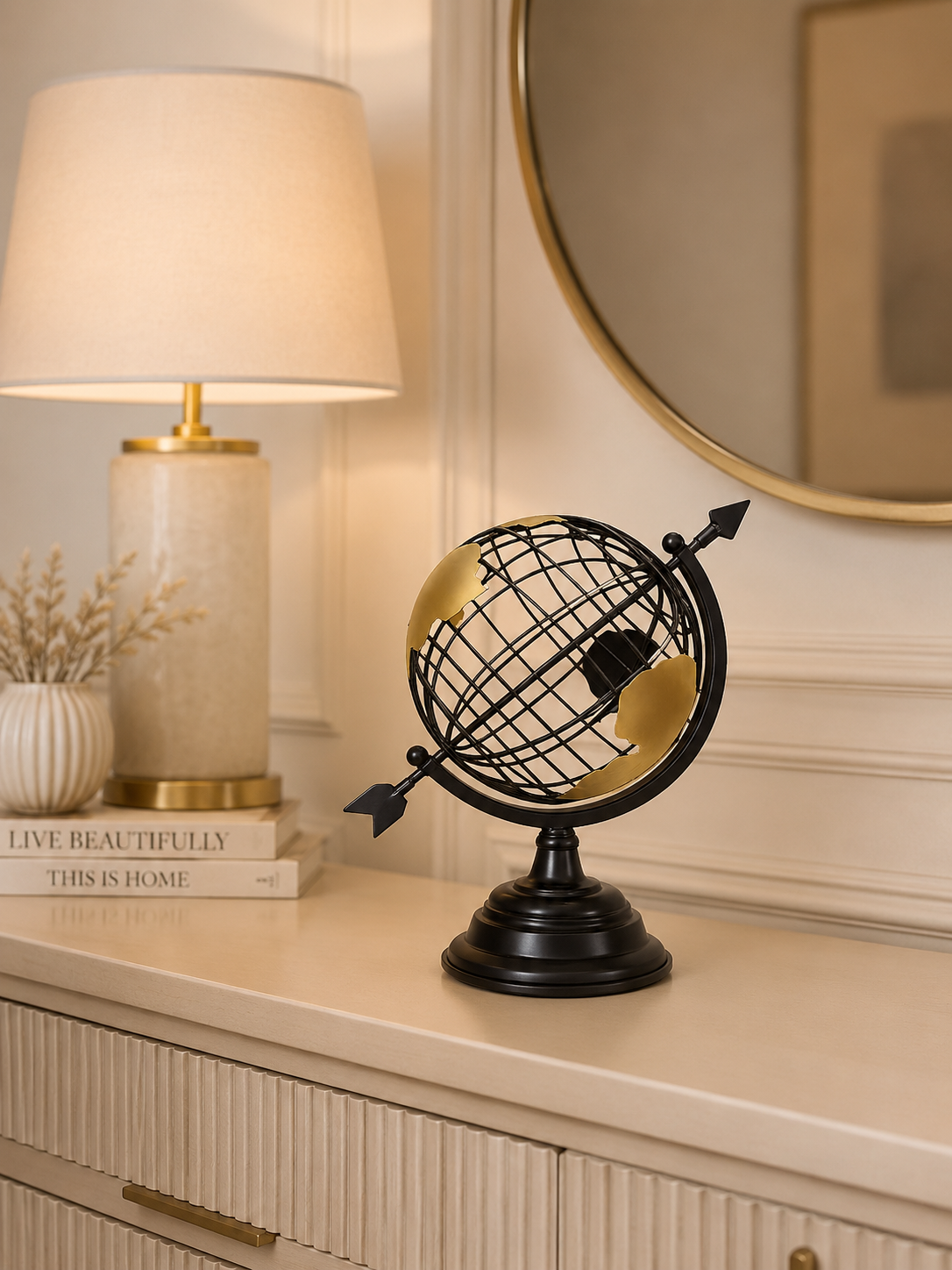Luxury Black & Gold Metal Globe Decor