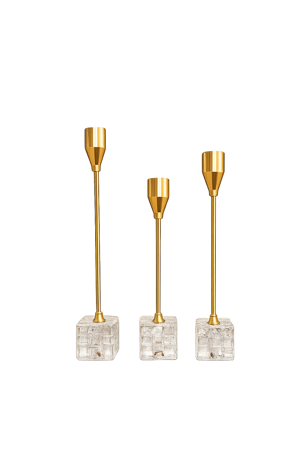Luxury Gold Crystal Candle Holder Set of 3