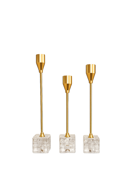 Luxury Gold Crystal Candle Holder Set of 3