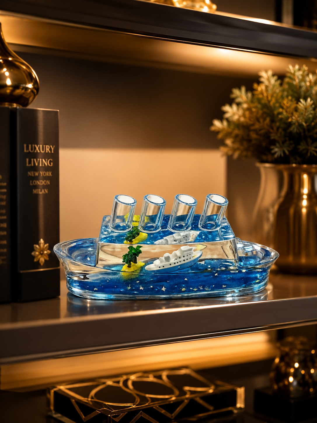 Cruise Ship Liquid Wave Pen Holder