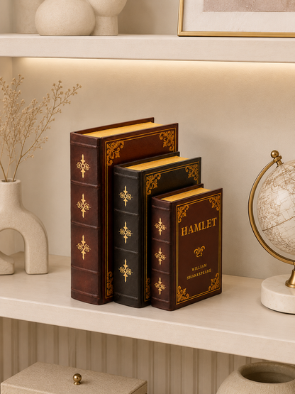 Luxury Decorative Faux Book Storage Box Set of 3