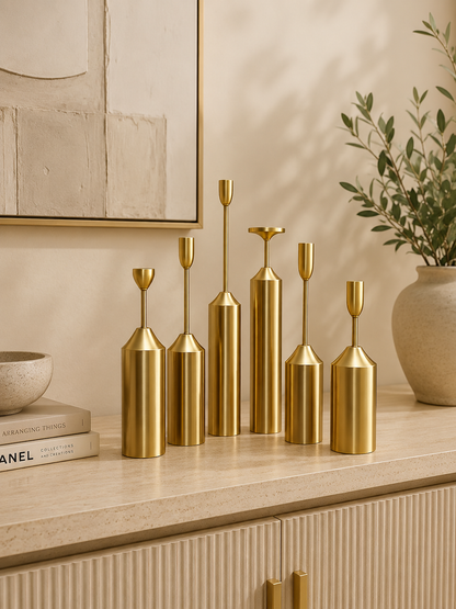 Luxury Gold Metal Candle Holder Set of 6