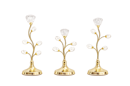 Luxury Gold Crystal Candle Holder Set of 3