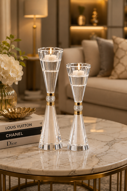 Luxury Crystal Glass Candle Holder Set of 2