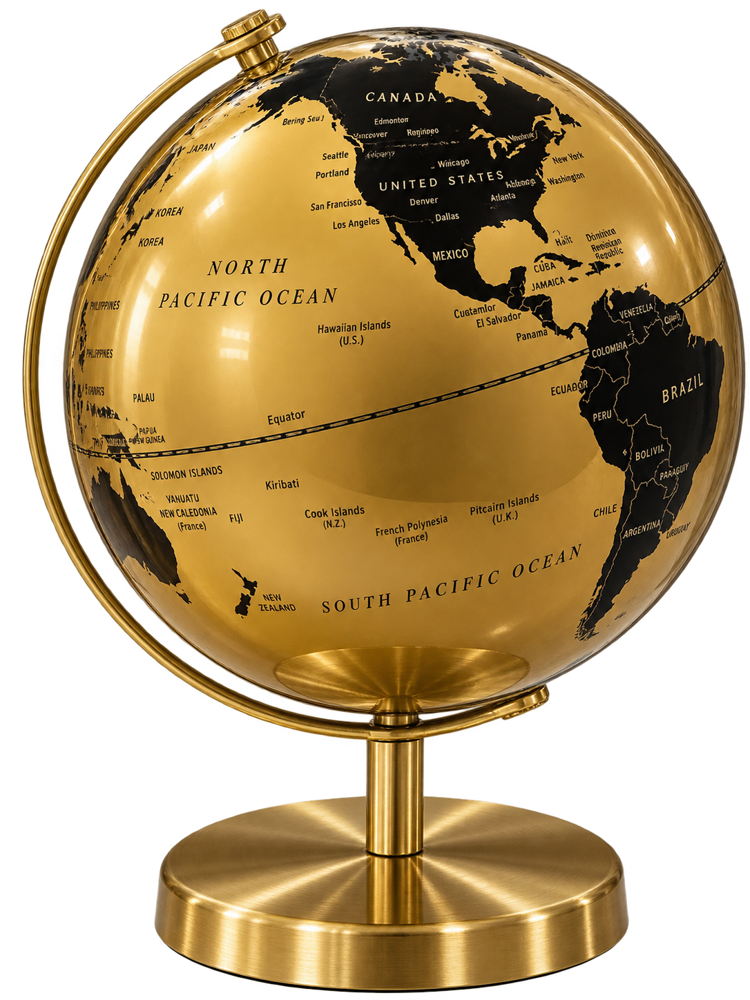Luxury Gold & Black Rotating World Globe