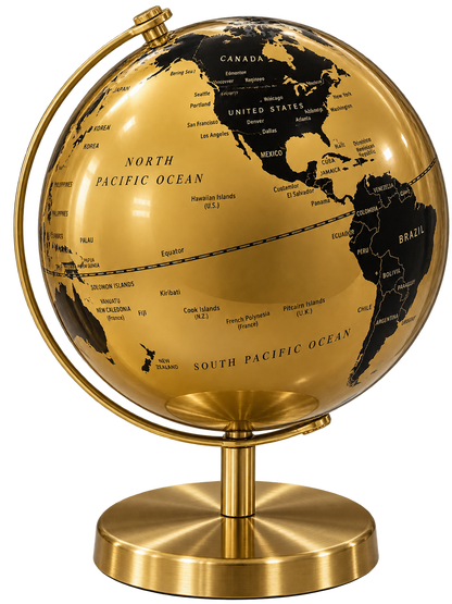 Luxury Gold & Black Rotating World Globe