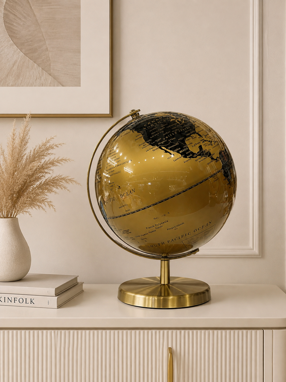 Luxury Gold & Black Rotating World Globe