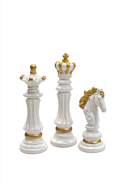 Luxury Chess Piece Figurine Set of 3