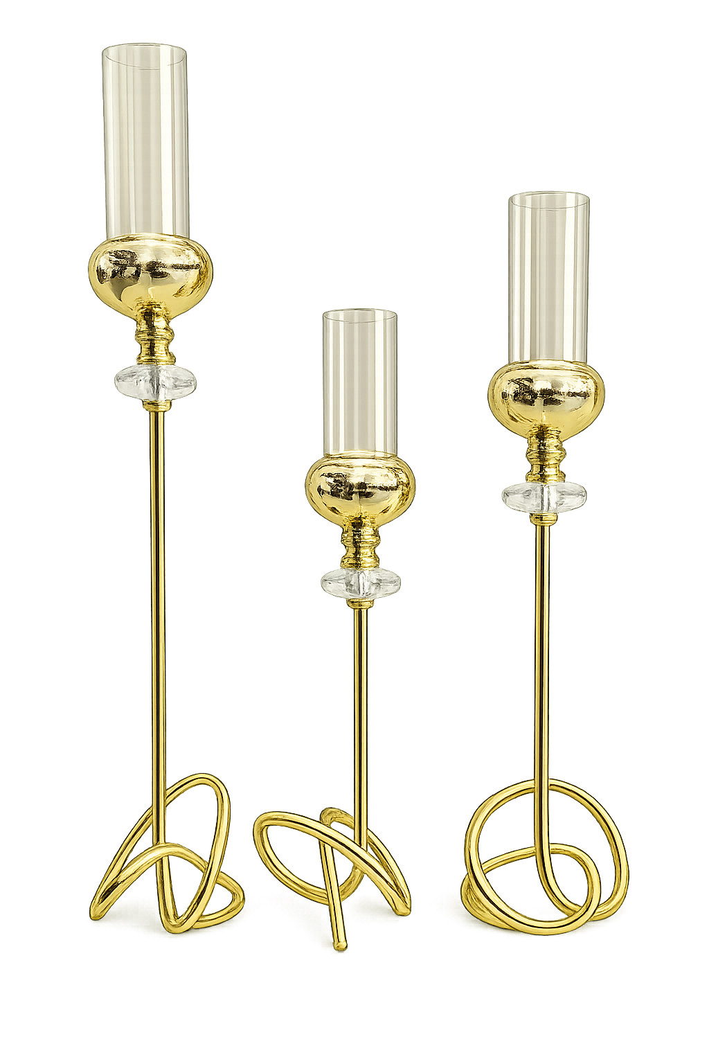 Luxury Gold Metal Candle Holder Set of 3