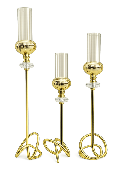 Luxury Gold Metal Candle Holder Set of 3