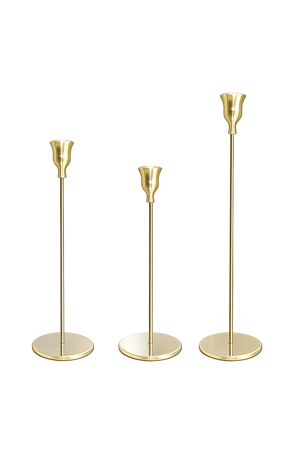 Luxury Gold Metal Taper Candle Holder Set of 3