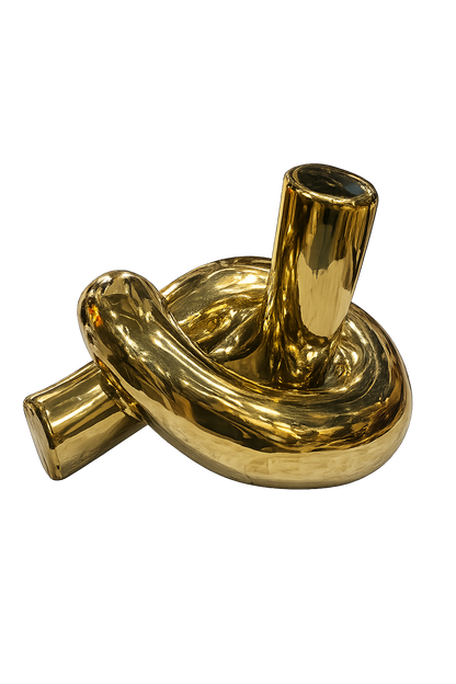 Modern Gold Knot Ceramic Sculpture