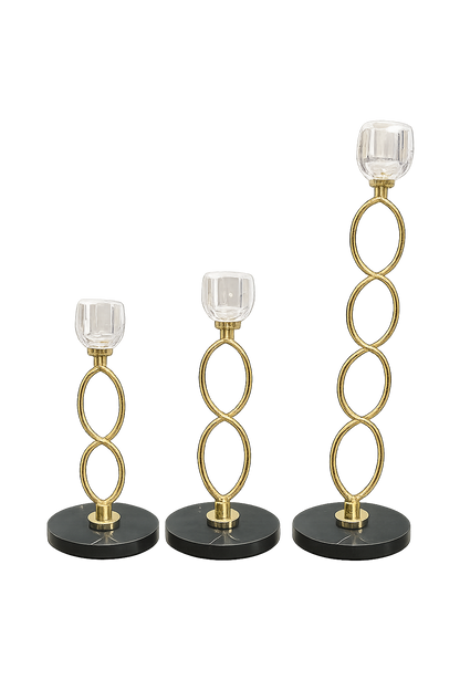 Luxury Gold Crystal Loop Candle Holder Set of 3