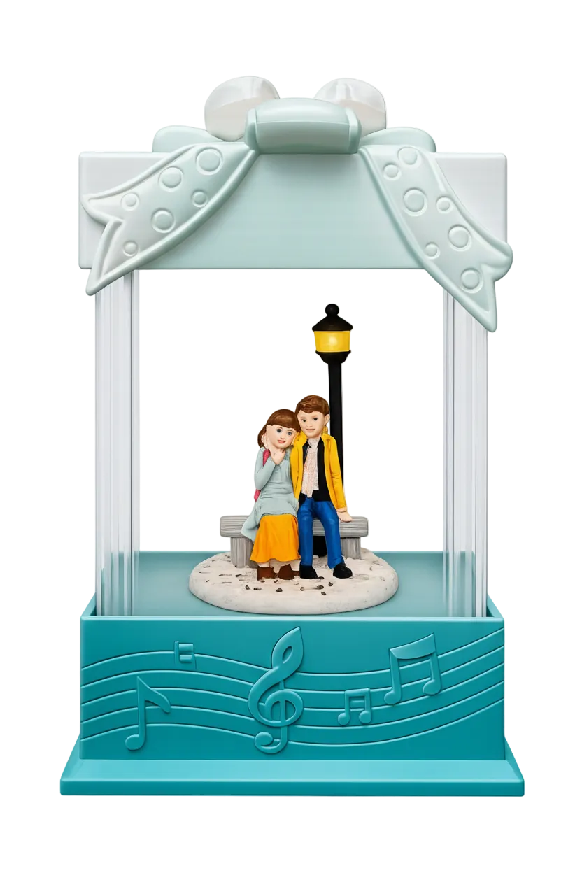 Romantic Couple Bench Scene Music Box