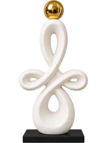 Modern Abstract Figure Sculpture with Gold Sphere