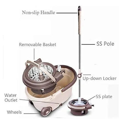 Infinite Wiz Floor Cleaning 360° Spin Microfiber Mop & Bucket Set