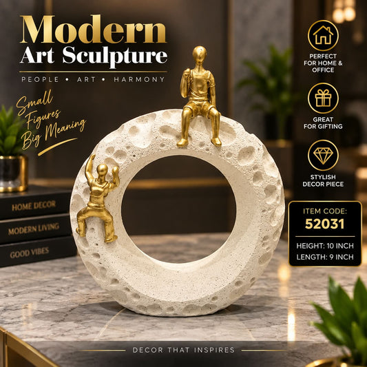 Modern Art Sculpture – Gold Figures on Textured Ring