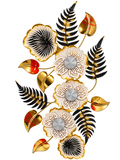 Luxury Black & Gold Floral Metal Wall Art