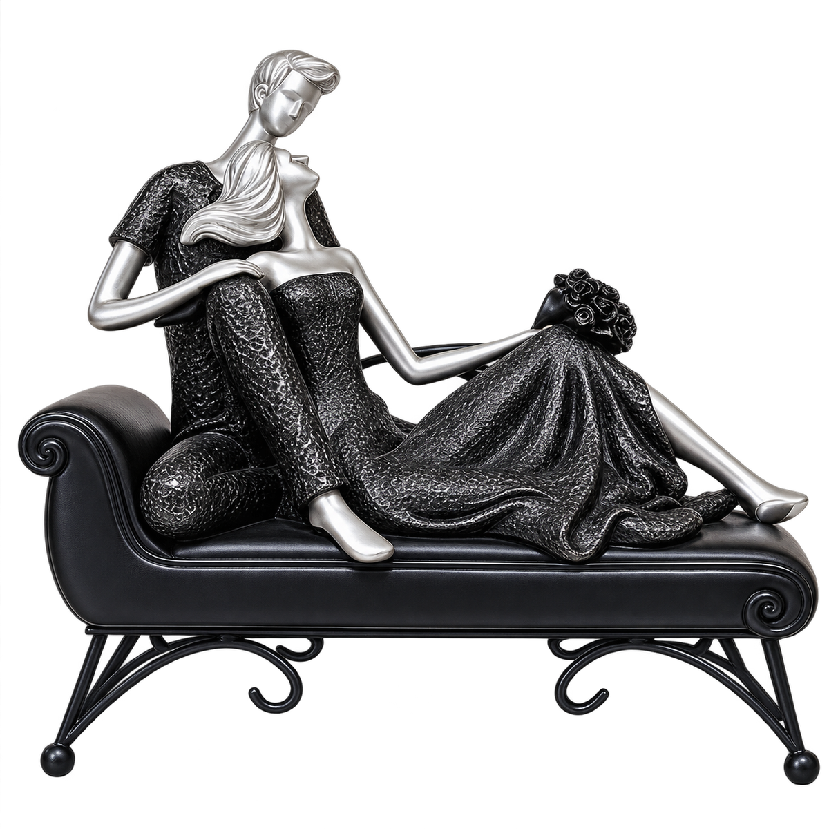 Elegant Couple on Chaise Lounge Sculpture