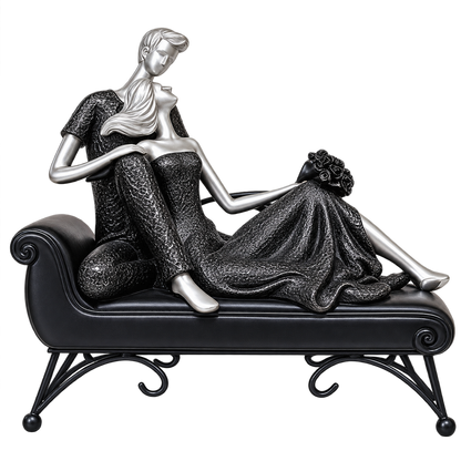 Elegant Couple on Chaise Lounge Sculpture
