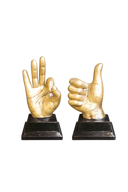 Modern Gold Hand Gesture Bookends Set of 2
