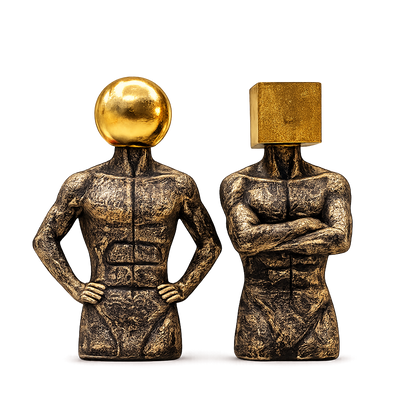 Modern Abstract Thinker Sculpture Set of 2
