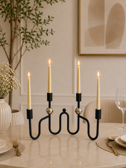 Modern Black 4-Arm Candelabra