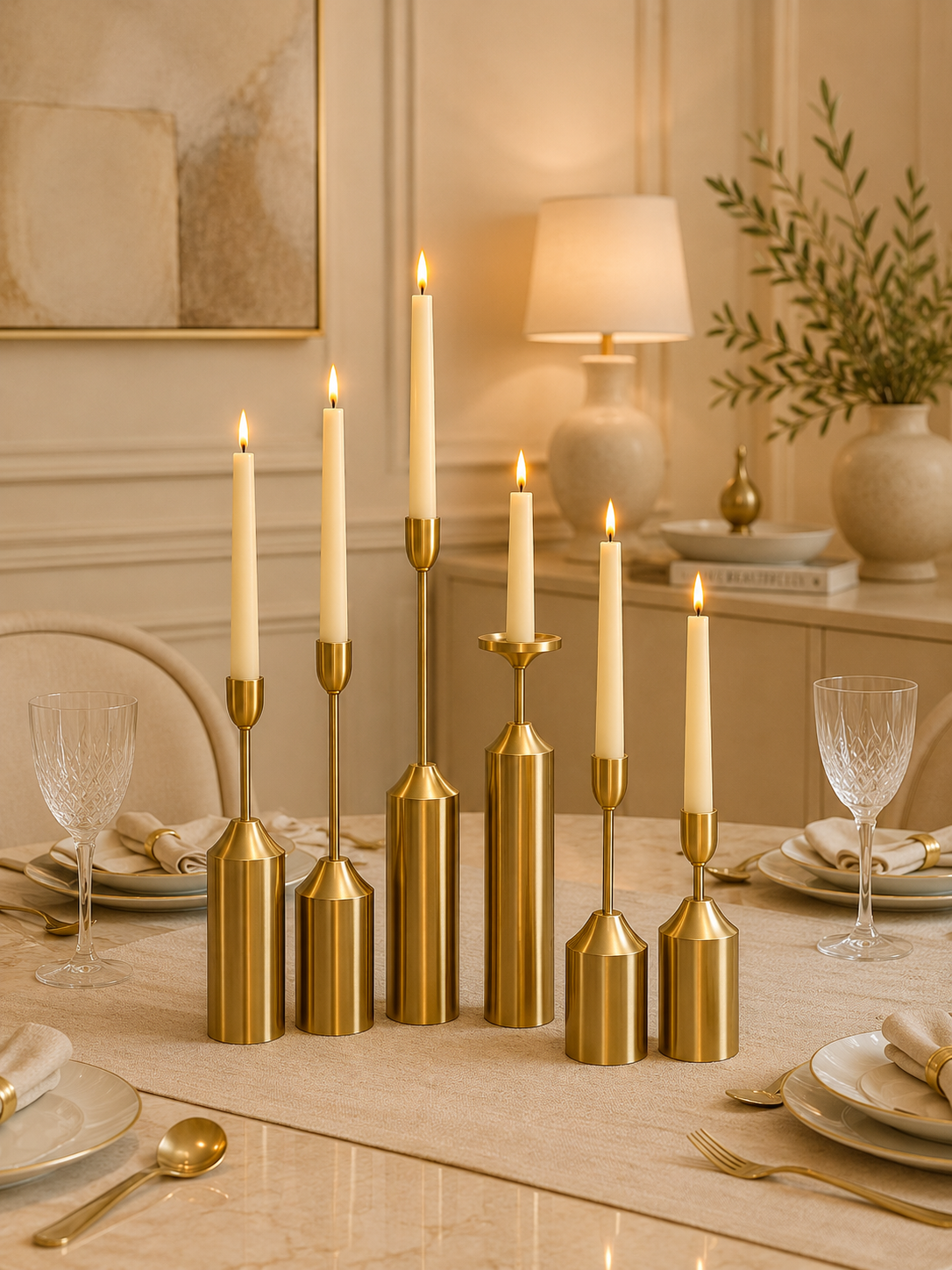 Luxury Gold Metal Candle Holder Set of 6