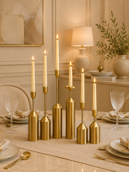 Luxury Gold Metal Candle Holder Set of 6