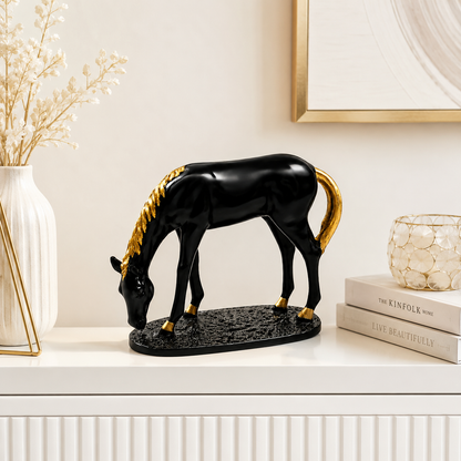 Elegant Grazing Horse Statue