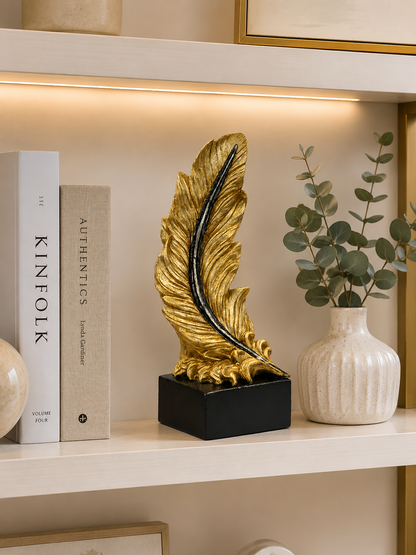 Luxury Gold Feather Sculpture
