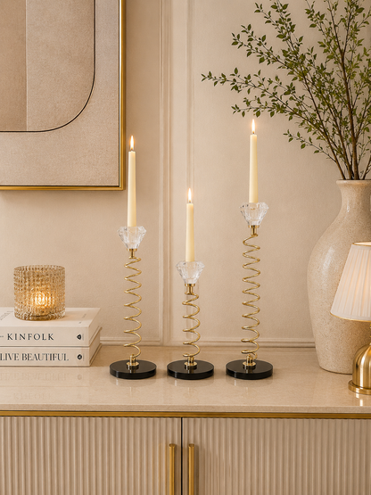 Luxury Spiral Crystal Candle Holder Set of 3