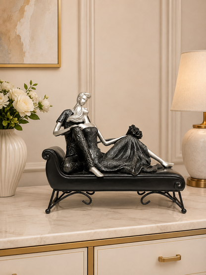 Elegant Couple on Chaise Lounge Sculpture