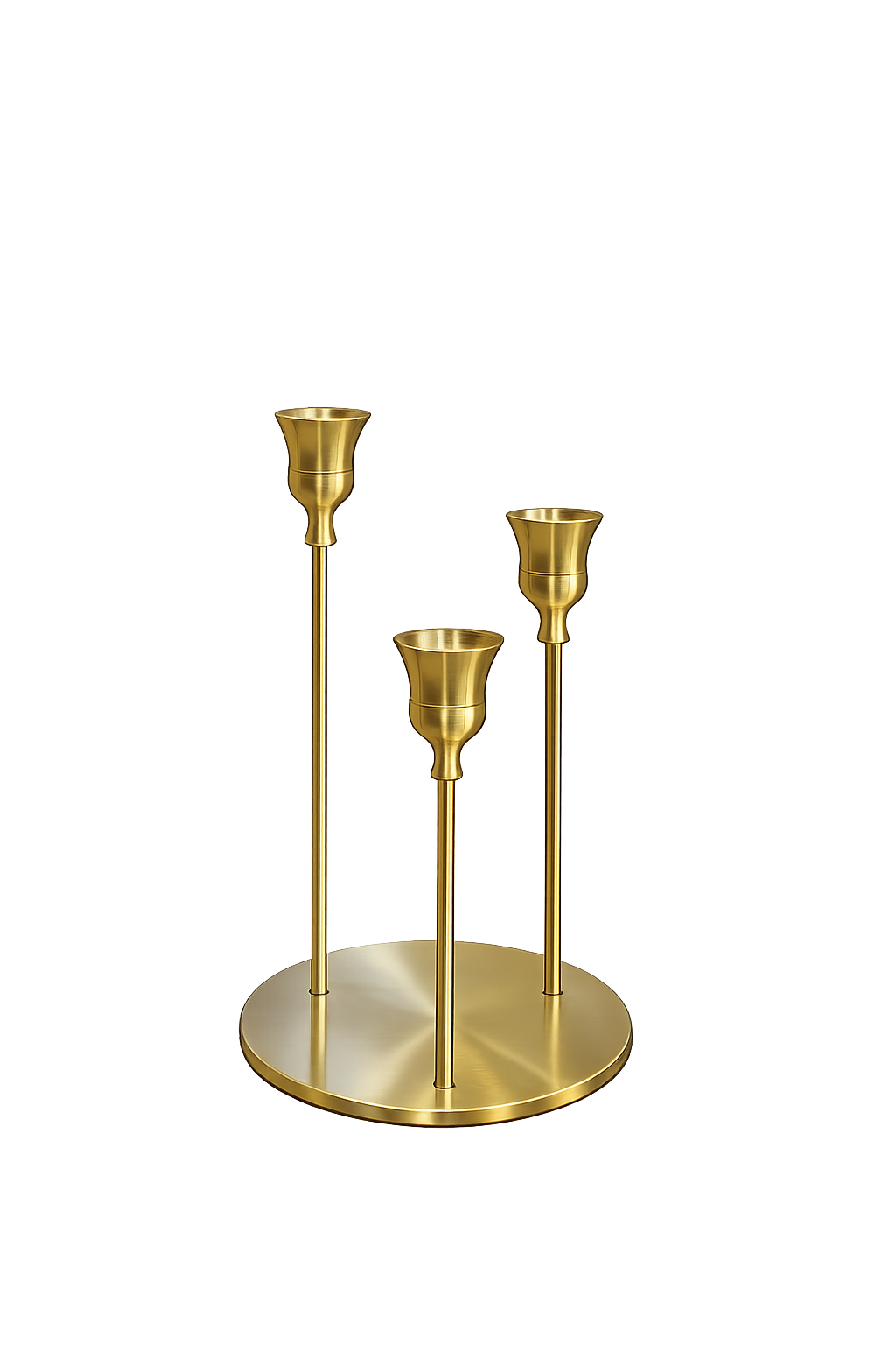 Luxury Gold Metal 3-Arm Taper Candle Holder