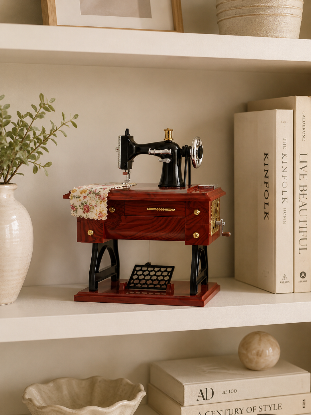 Vintage Sewing Machine Music Box