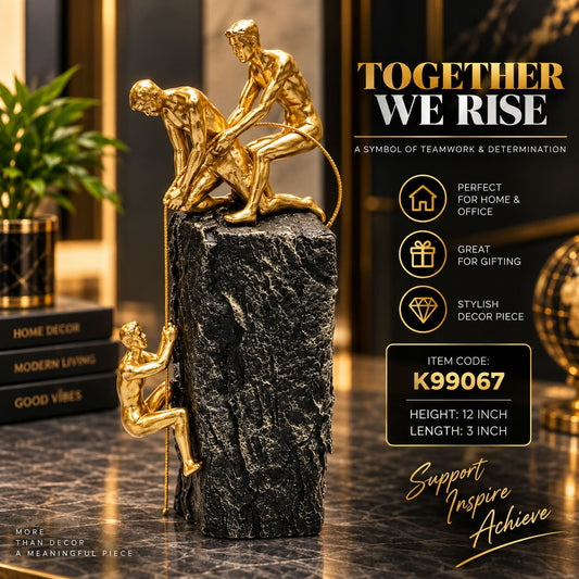Together We Rise – Premium Gold & Black Teamwork Figurine