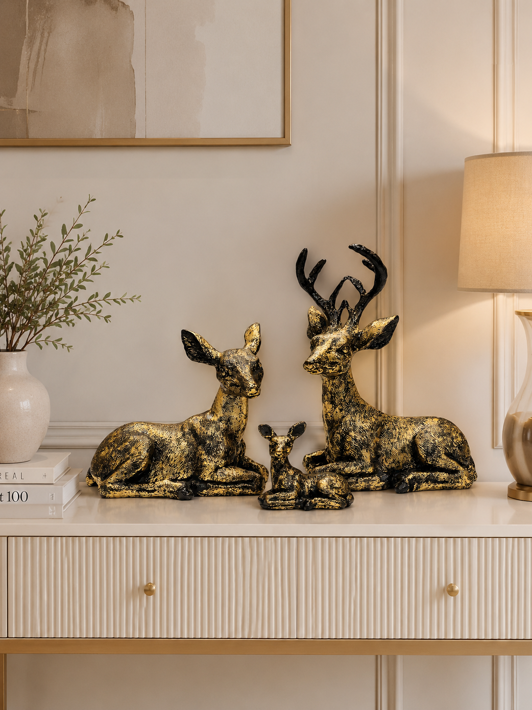 Luxury Deer Family Sculpture Set of 3