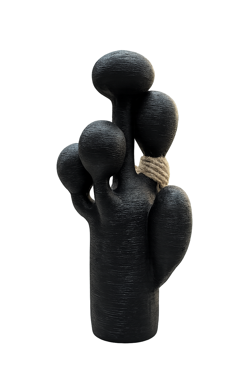 Modern Black Abstract Cactus Sculpture